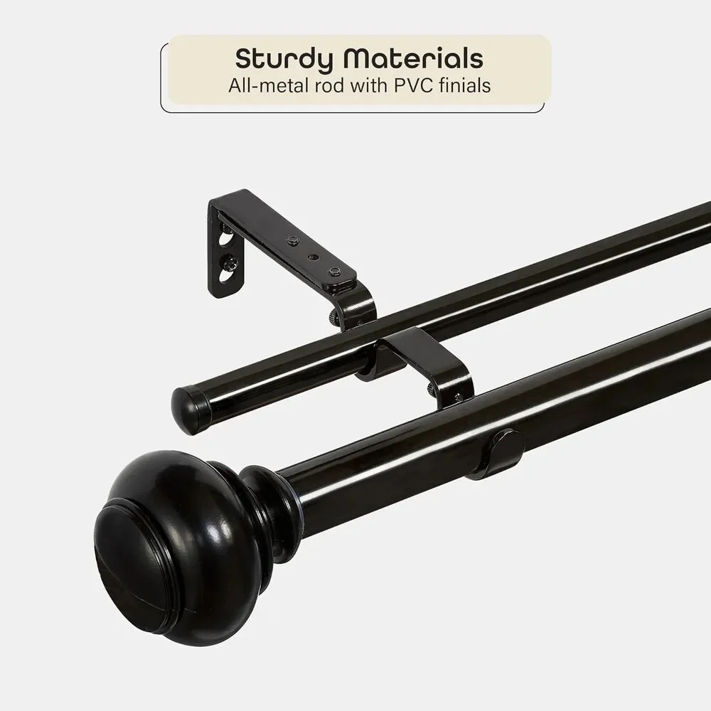 Achim Buono II Brenner Double Curtain Rod 72 to 144 in Black